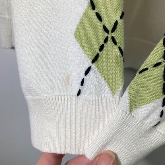 Womens Vintage Tailor B Moss Clothing Co Long Sleeve Cardigan White Green Purple - Picture 8 of 8